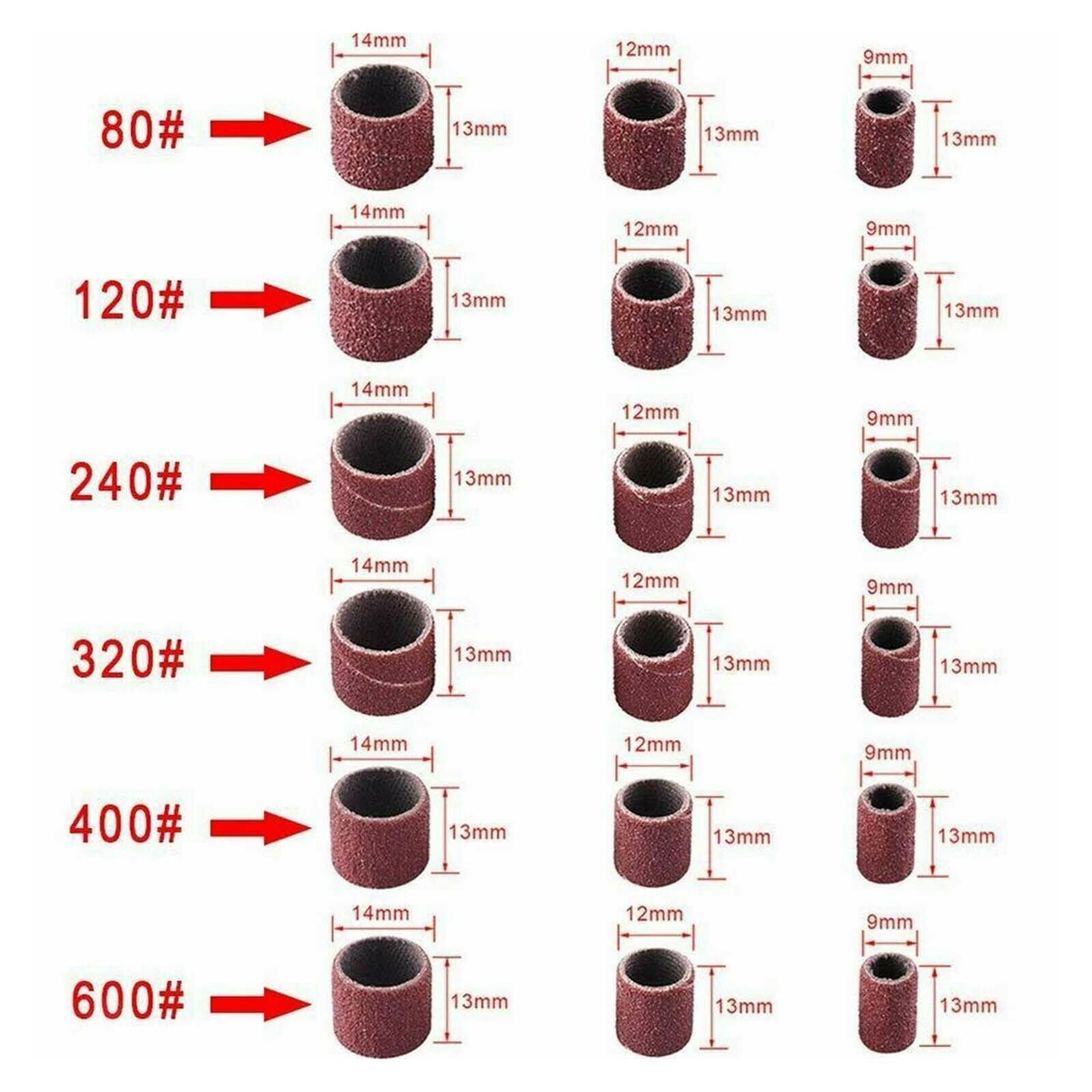 Sanding Band Sleeves Rotary Tool Replacement 80# 120# 240# 320# 400# 600#