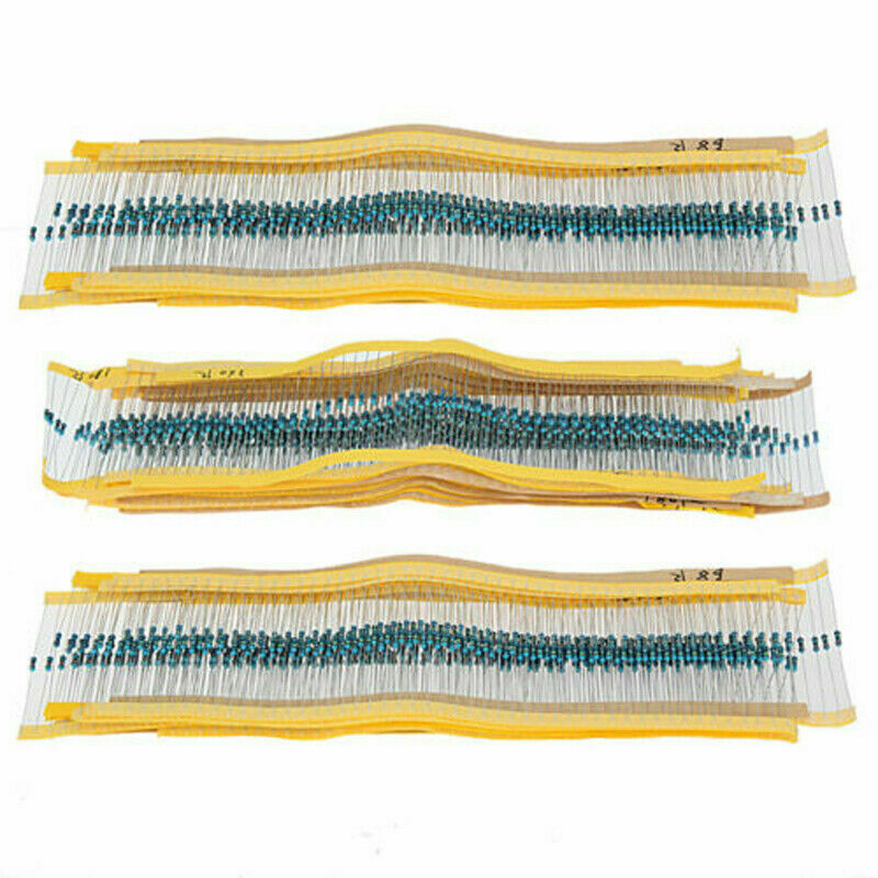 600pcs 1/4w Resistance 1% Metal Film Resistor Assortment Set 30 Value 10-1M Ohm