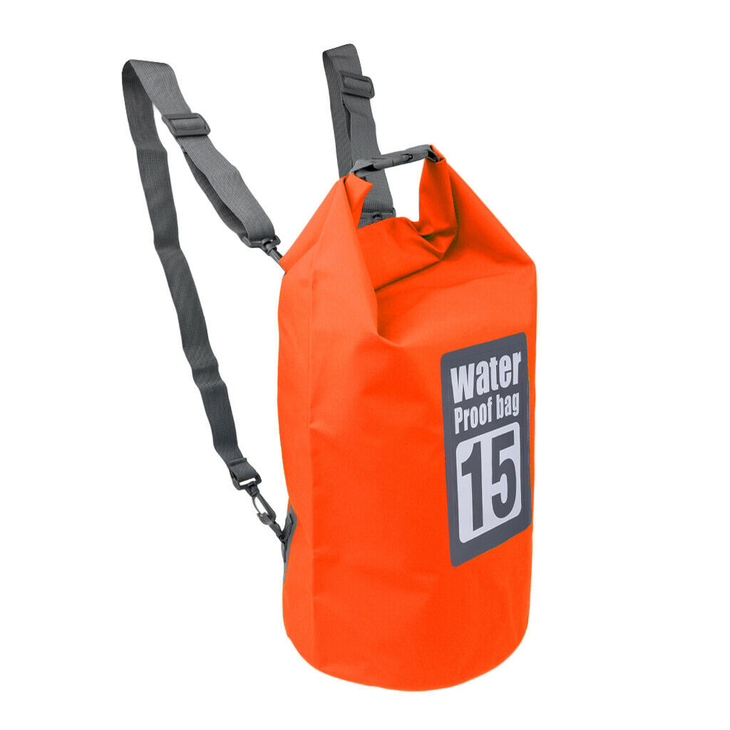 Waterproof Dry Sack Backpack Bucket Bag Camping Kayaking Travel 15L orange