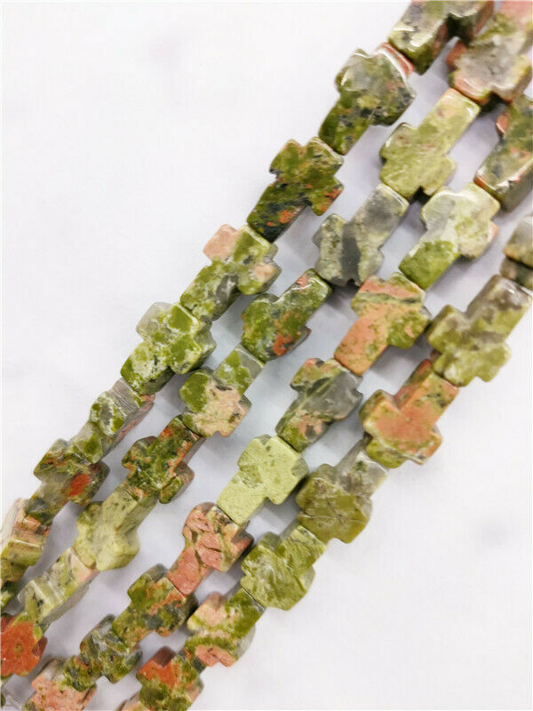 1 Strand 12x8x4mm Natural Unakite Jasper Cross Spacer Loose Beads 15.5inch HH82