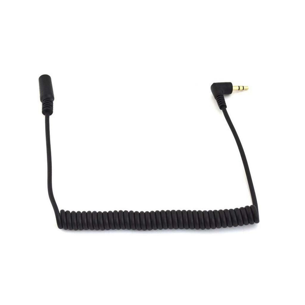3-Pole Coiled 3.5mm Male Right Angle to Female Stereo Audio Spring Aux Cable