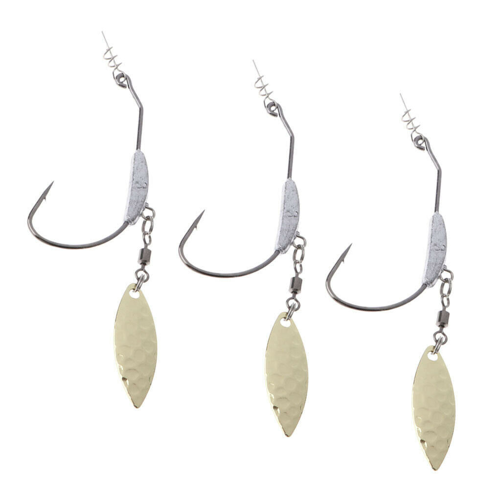 Set of 6 Single Fishing Hook Jig Jigging Weighted Bait Fish Spinner Blade Baits