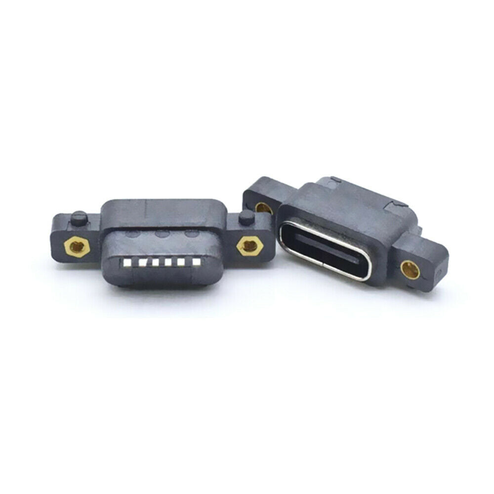 1Pcs USB 3.1 Type-C 6Pin Female Waterproof Female Socket Rubber Ring with Screw