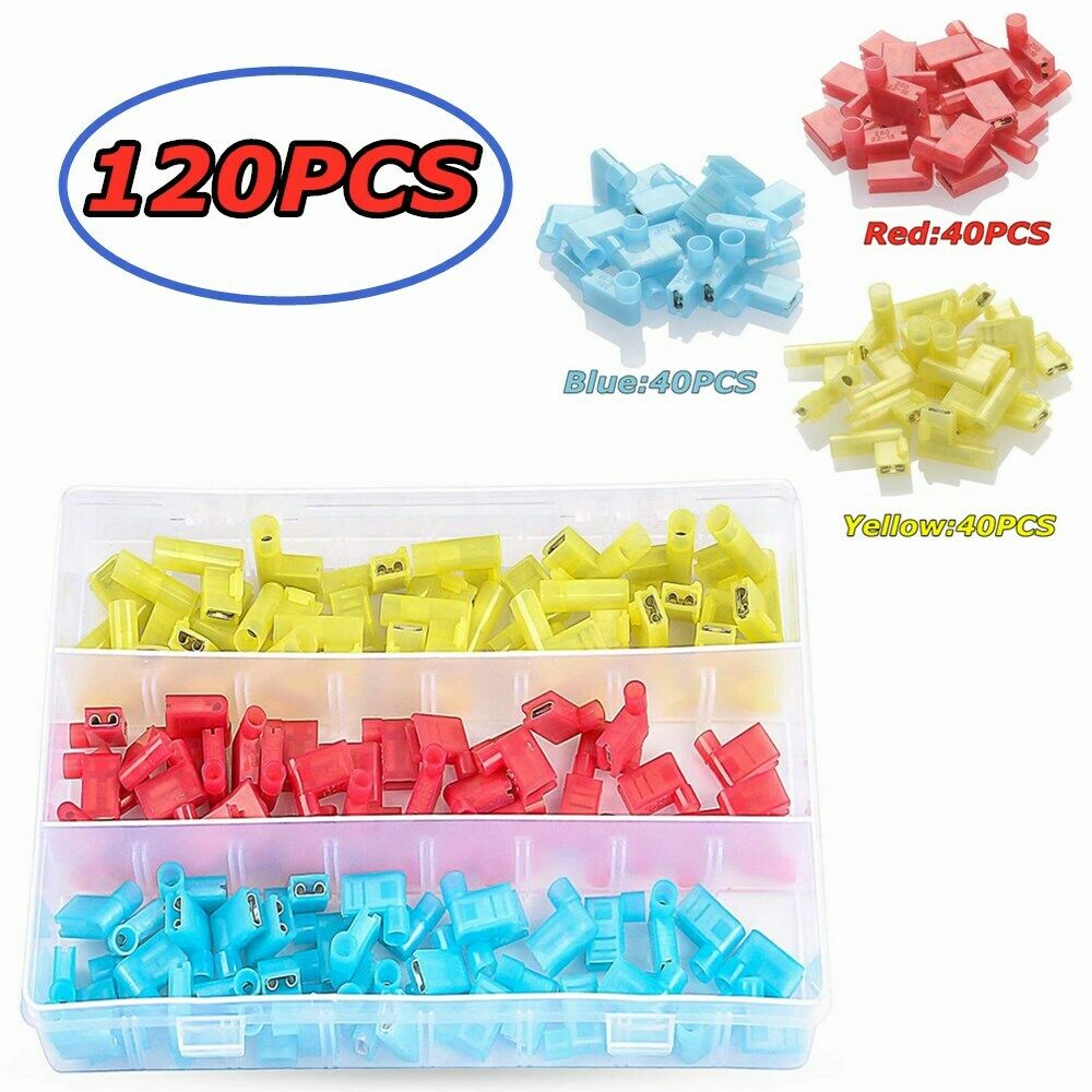 120PCS Nylon Female Flag Terminals RIght Angle Electrical Connector 22-10 Ga