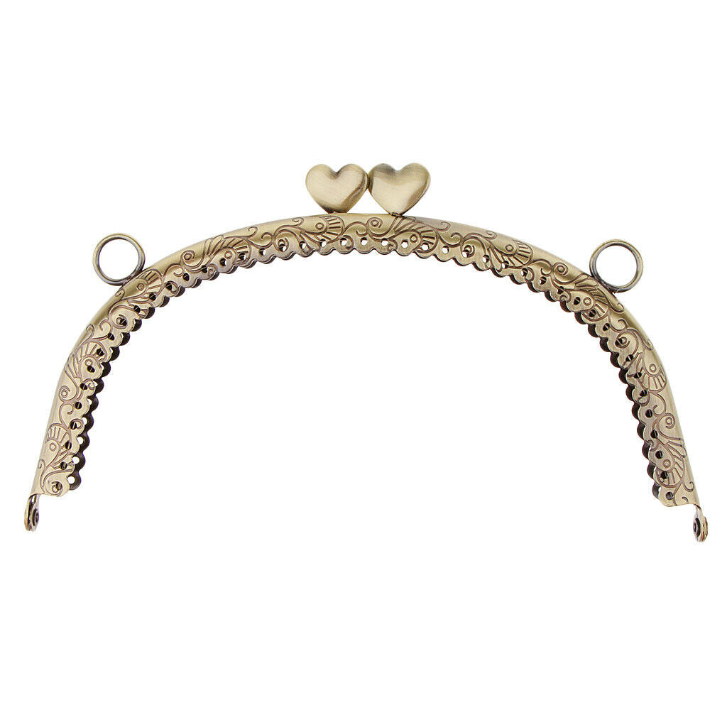 2 Pieces Embossed Metal Purse Frame Heart Kiss Clasp Lock Bag Clutch Frame