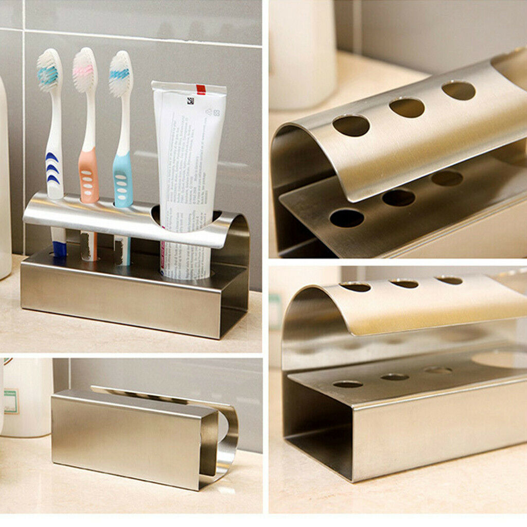 Home Bathroom Stainless Steel Toothbrush Holder Free Standing Rack Storing