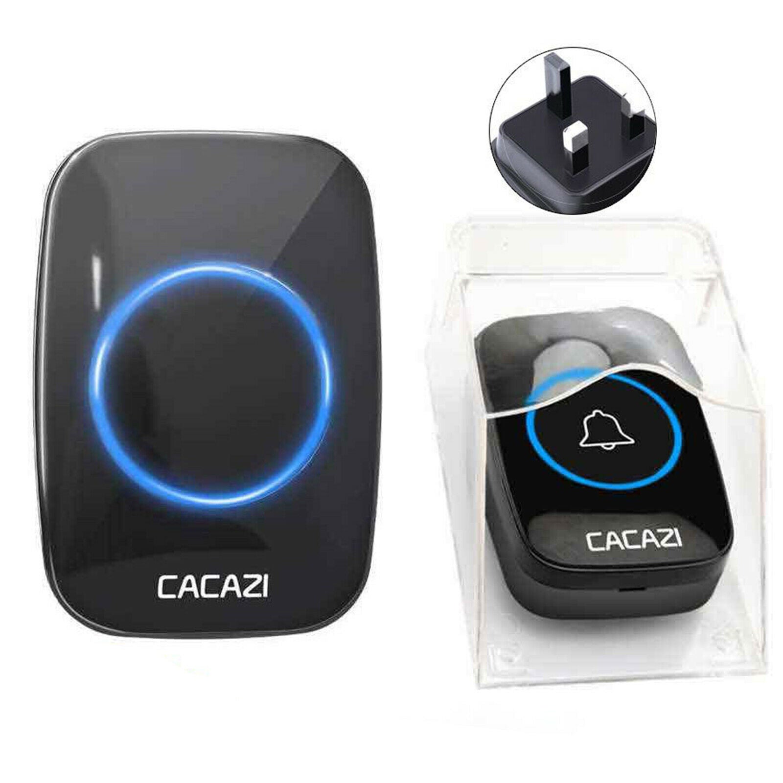 Wireless Door Bell Transmitter Kit Waterproof for Home Office UK Black