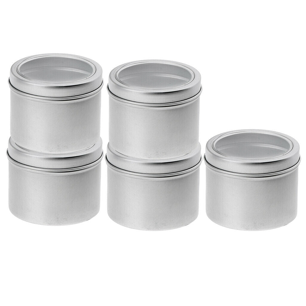 5x Empty Cosmetic Aluminum Tin Storage Pot Round Containers Screw Lid Bottle