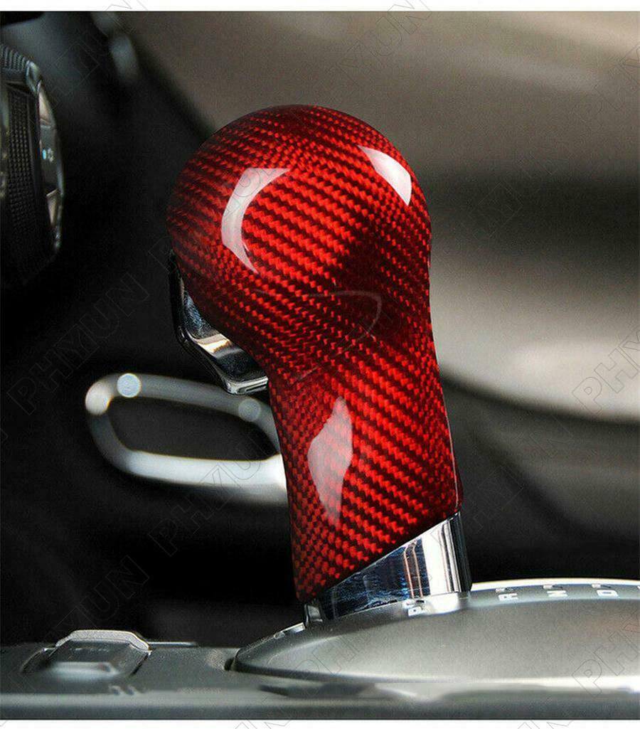 Red Carbon Fiber Gear Shift Knob Head Cover Trim For Chevrolet Camaro 2010-2015