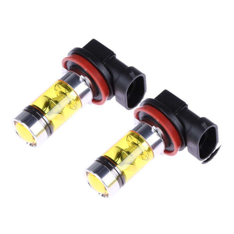 2 X High Power Led Lights 100W H8 H11 Yellow Fog Light 2828 20Led Headlight LaM6