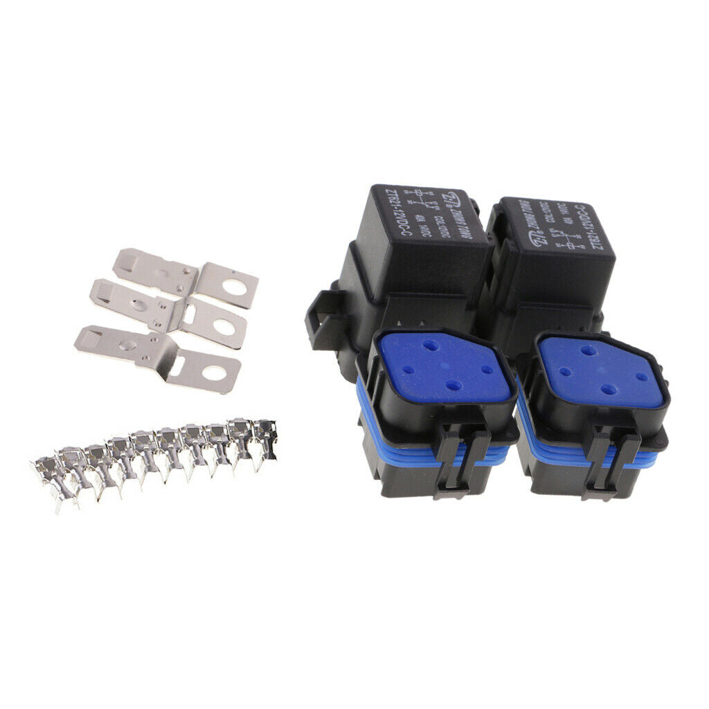 2 Set 40A 12V 5Pin Relay Socket Terminals for Car Motorcycle Boat Automotive