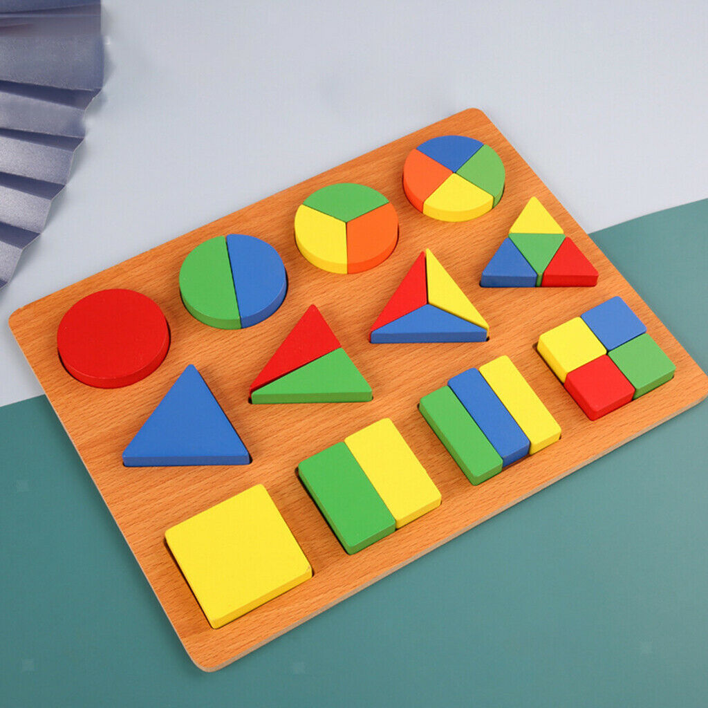 Wood Geometry Shape Matching Block Puzzle Board Stacking Color Recognition