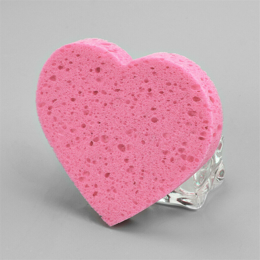 5x Heart Shape Compressed Cellulose Facial Cleansing Sponges Makeup Remover Face