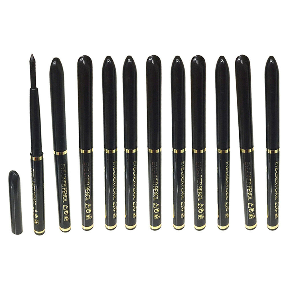12x Black Waterproof Eye Shadow Eye Liner Eyeliner Pencil Makeup Pens Set