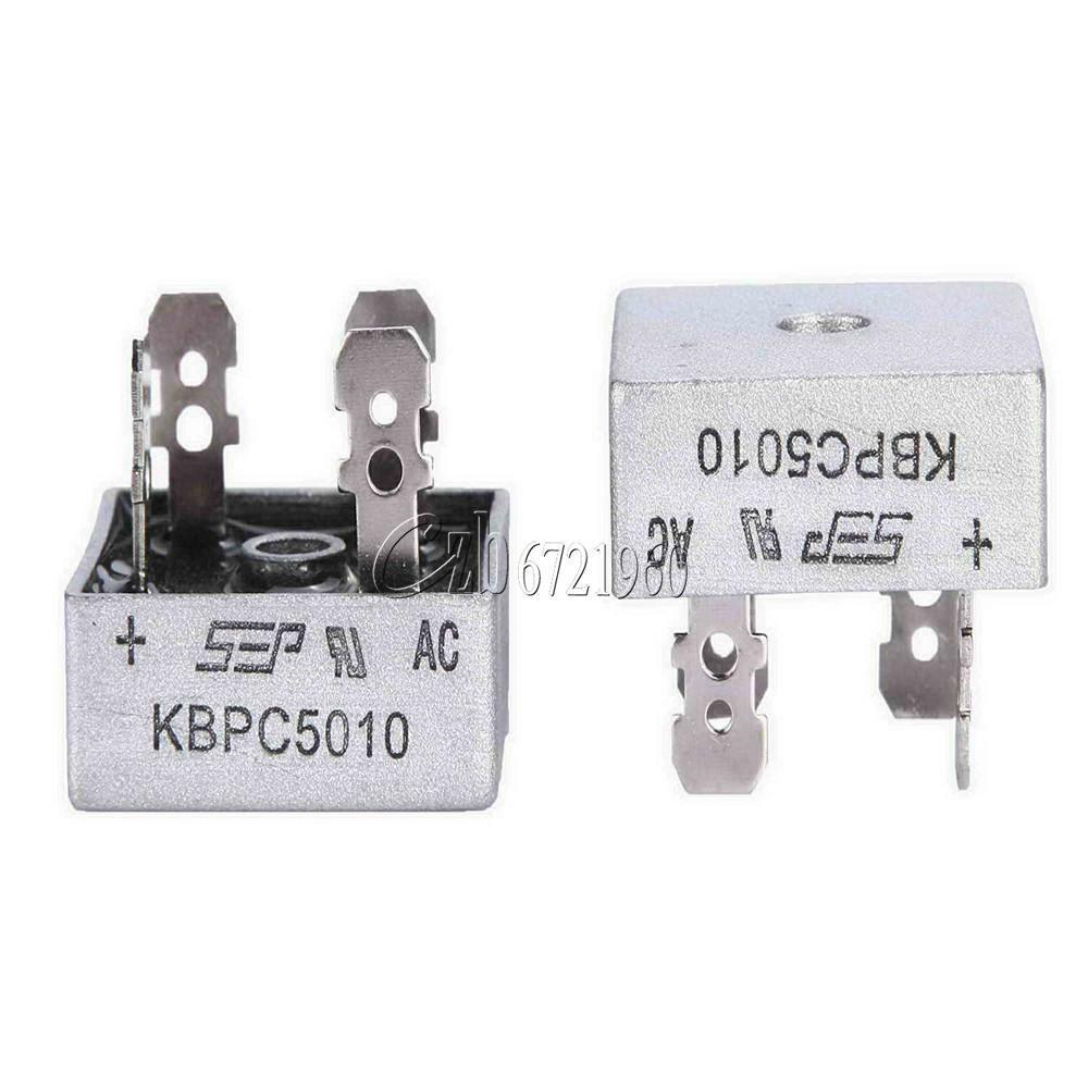 2Pcs 50A 1000V Metal Case Single Phases Diode Bridge Rectifier KBPC5010 CZB