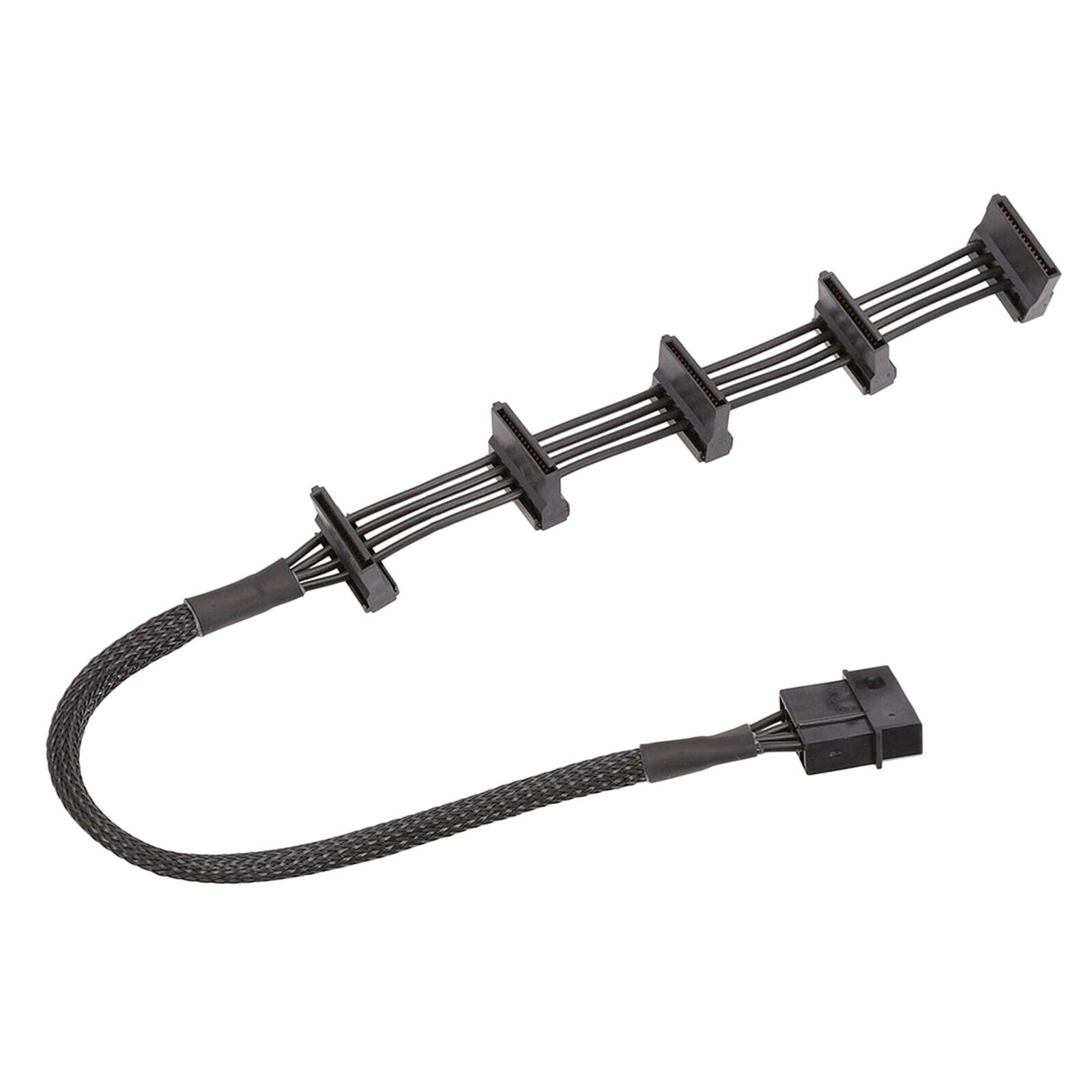 4 Pin IDE to 5 SATA SSD Power Supply Cable Adapter Cord Sleeved 40CM