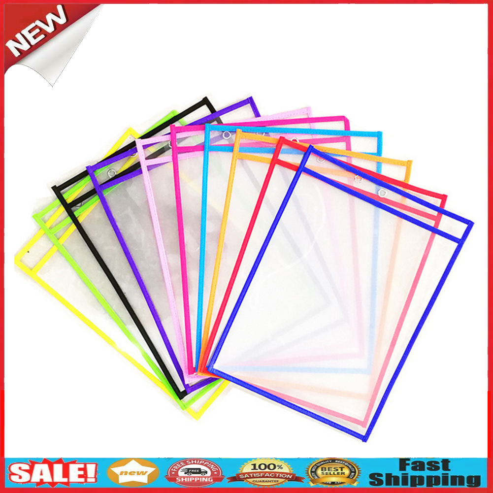 10x Reusable Dry Erase Pockets Write Drawing Board Wipe File Storage Bags @