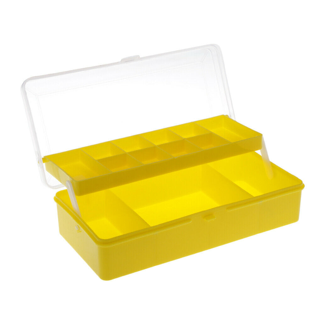 Plastic Fishing Lure Tackle Box Double Layer Spinner Bait Hooks Storage Case