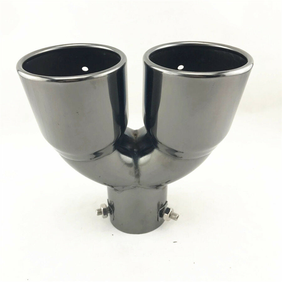 Titan Black Round Curved Dual Exhaust Tip 2.5" Inlet Angled Muffler Tail Pipe