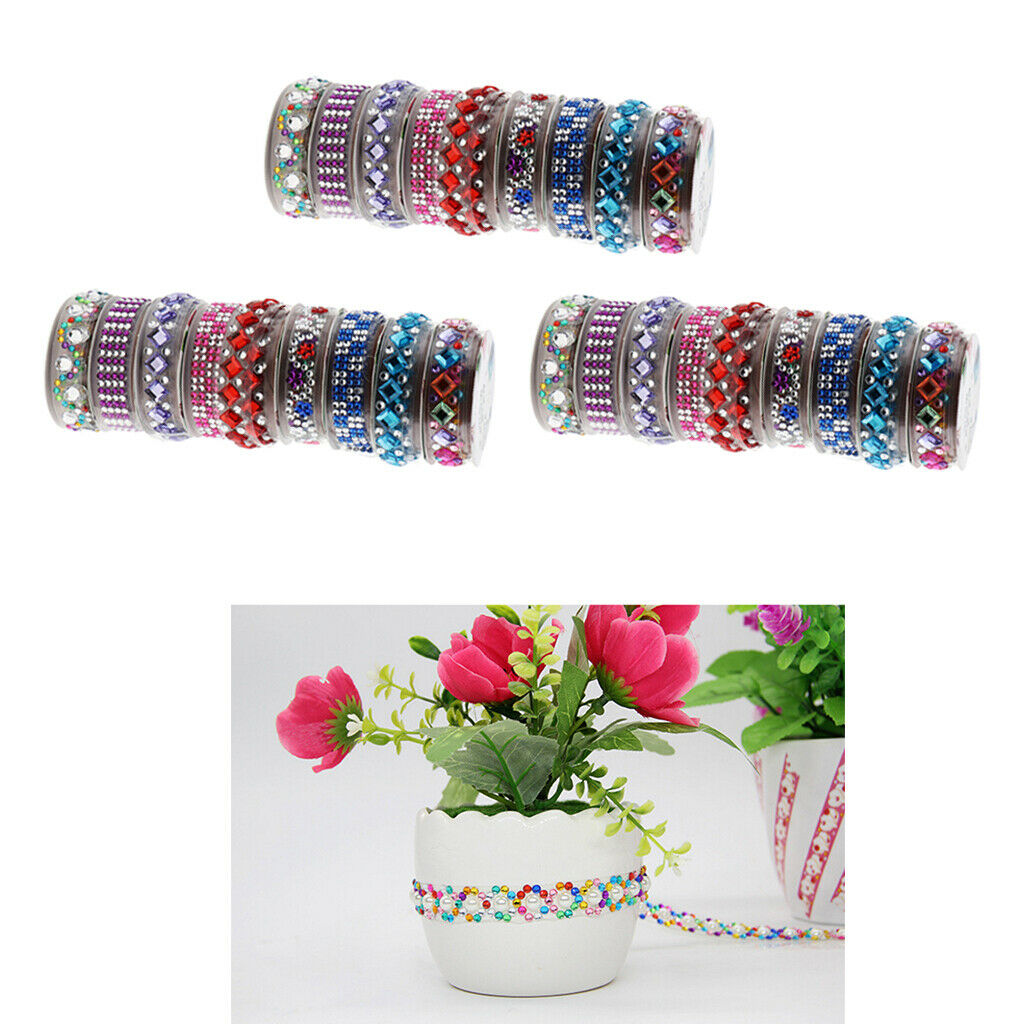 18 Rolls Shiny Rhinestone Stickers Diamante Gem Tape Diy Arts Scrapbooking