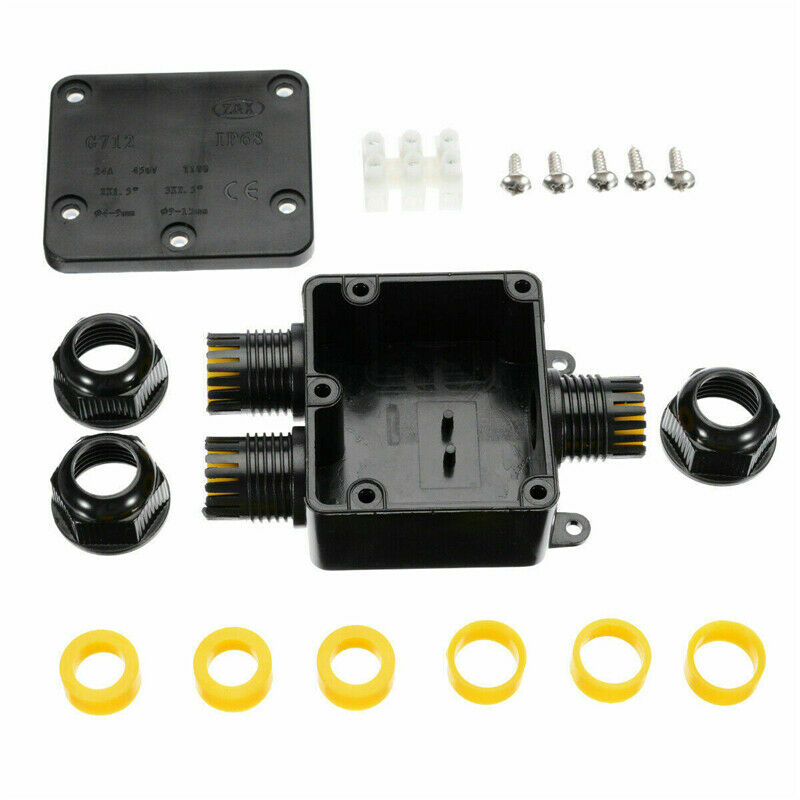 3 Way IP68 Waterproof Electrical Junction Box Cable Wire Line Connector Outdoor