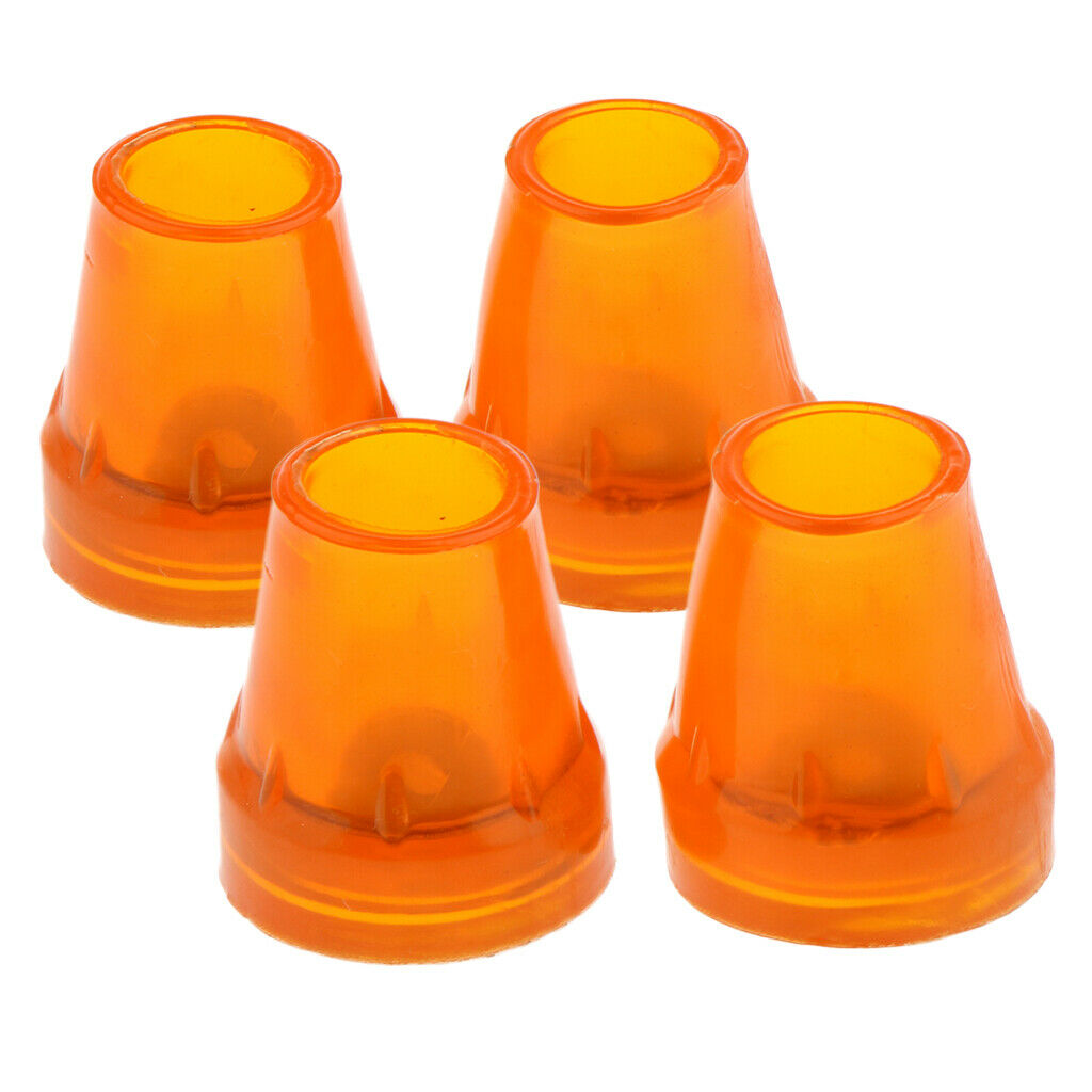 4Pcs 7/8" Anti-slip Self-Standing Rubber Canes Tips Wear Resistant Orange