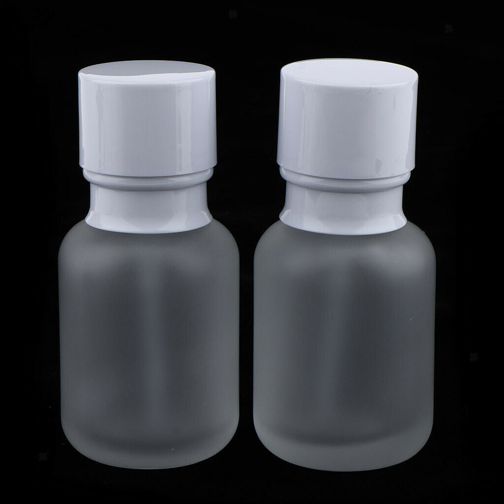 2pcs Empty Refillable Frosted Glass Pump Press Bottles for Emulsion 50ml