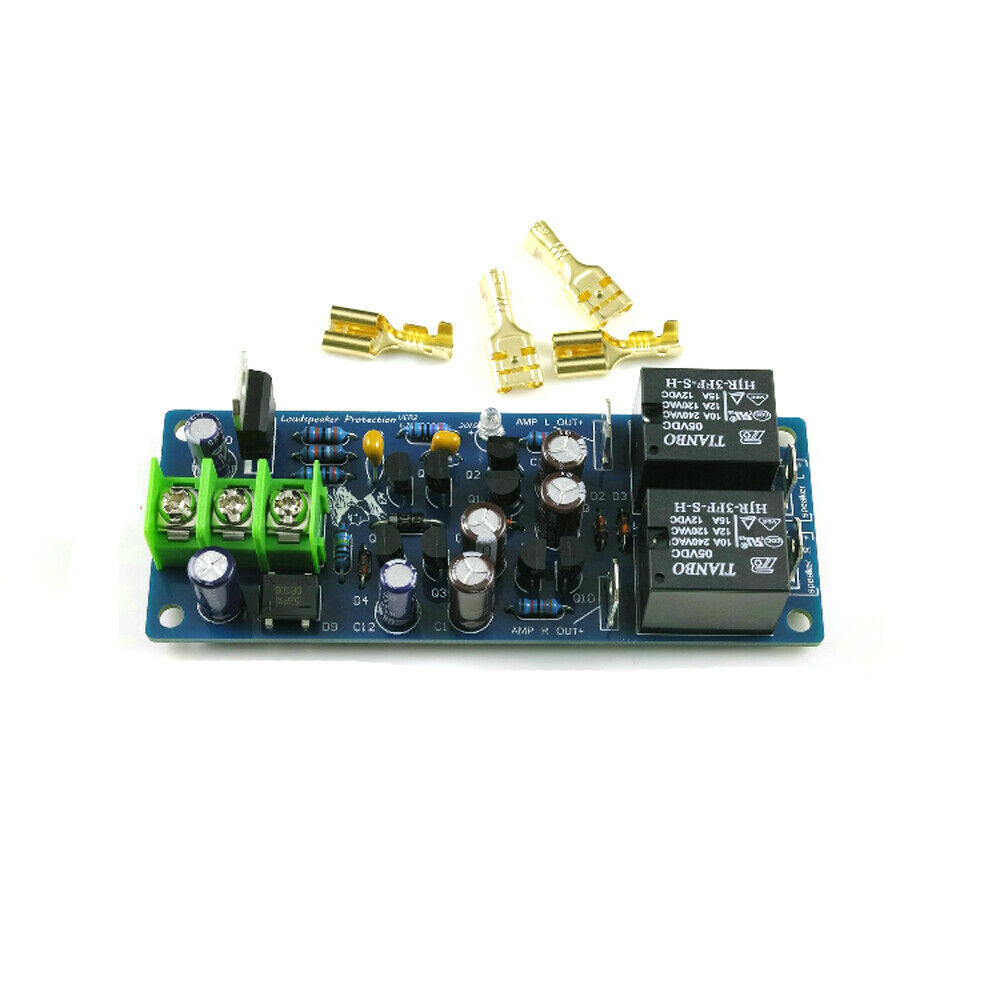 AC12V Dual-Channel Speaker Protection Board Finished Board With Black Relay