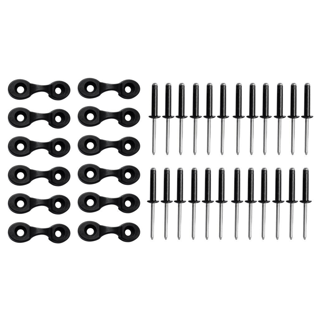 12 Kayak Pad Eyes & 24 Tri Rivets for Kayak Boat Fishing Rigging Bungee Kit
