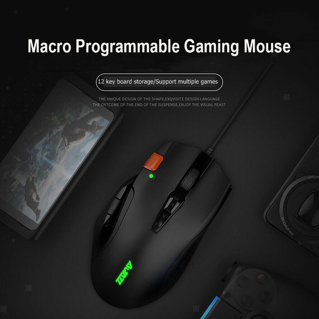 USB Wired Professional MMO TPS Gaming Mouse 12 Buttons Programmable Mice