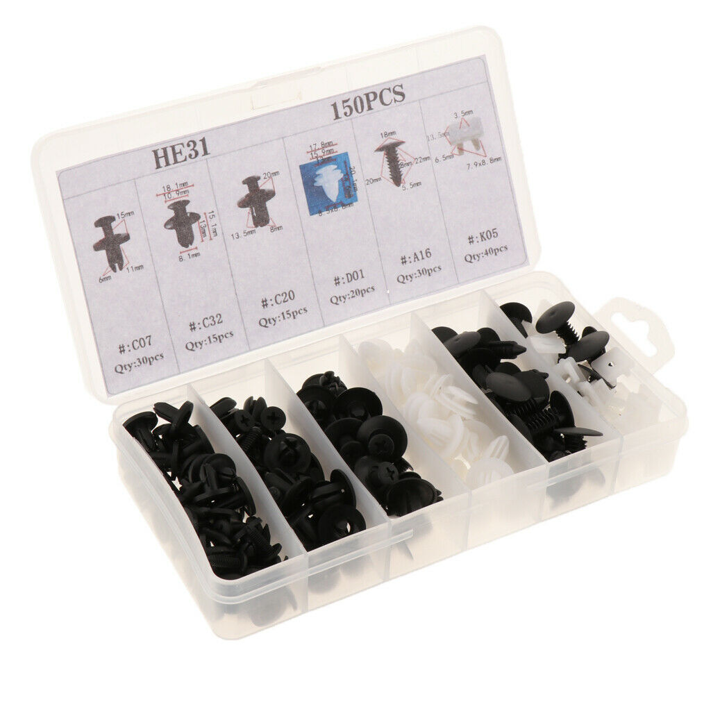 150pcs Auto Fastener Universal Car Nylon Push Pin Rivet Trim Panel Clip