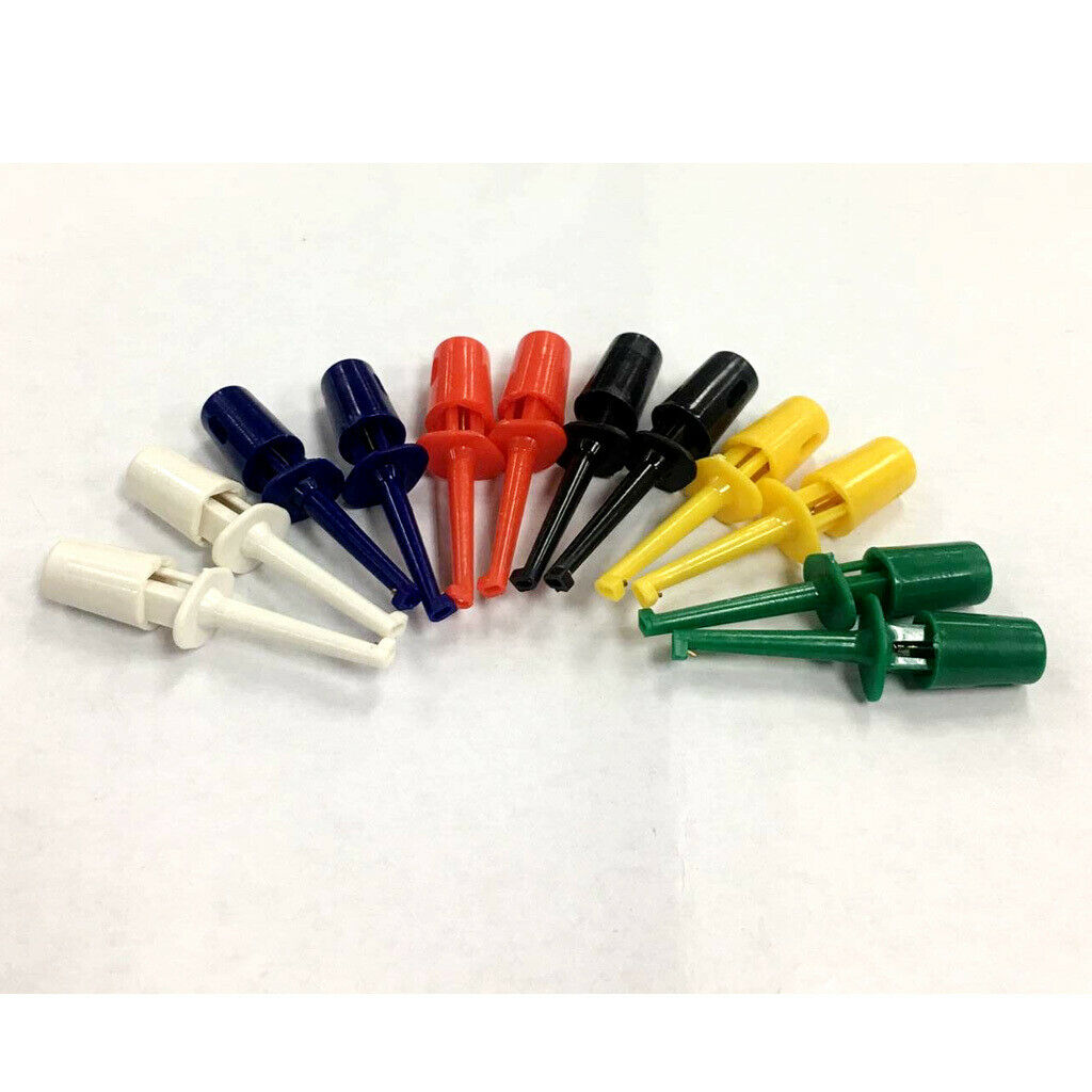12 pcs 6 colors Grabbers Probes SMD SMT IC Hook Test Clip Flat Cables 42mm