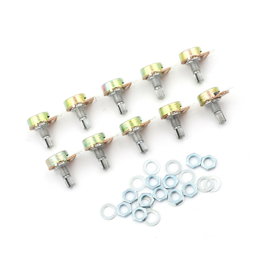 10x 100K Ohm Linear Taper Rotary Potentiometer Panel Pot B100K 15mm 3Pin WH14 SJ