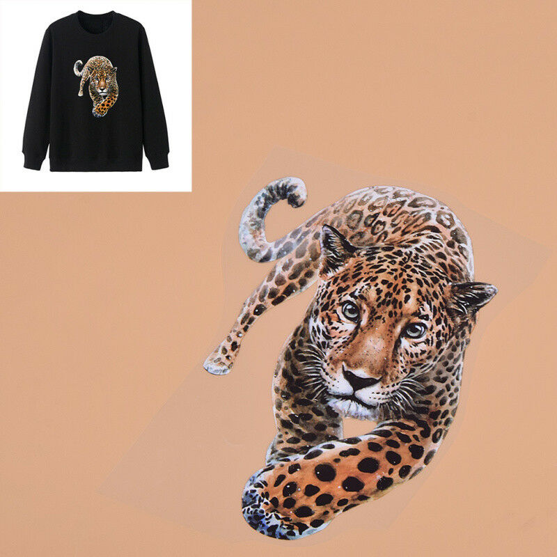 Leopard T-Shirt Iron on Patches Stickers DIY Heat Transfer Washable Appliques