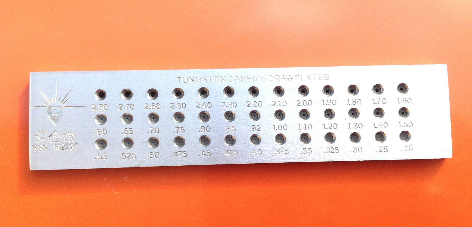 Tungsten Carbide Wire Drawplate for Jewelry Making Round 0.26-2.80mm 39 Holes