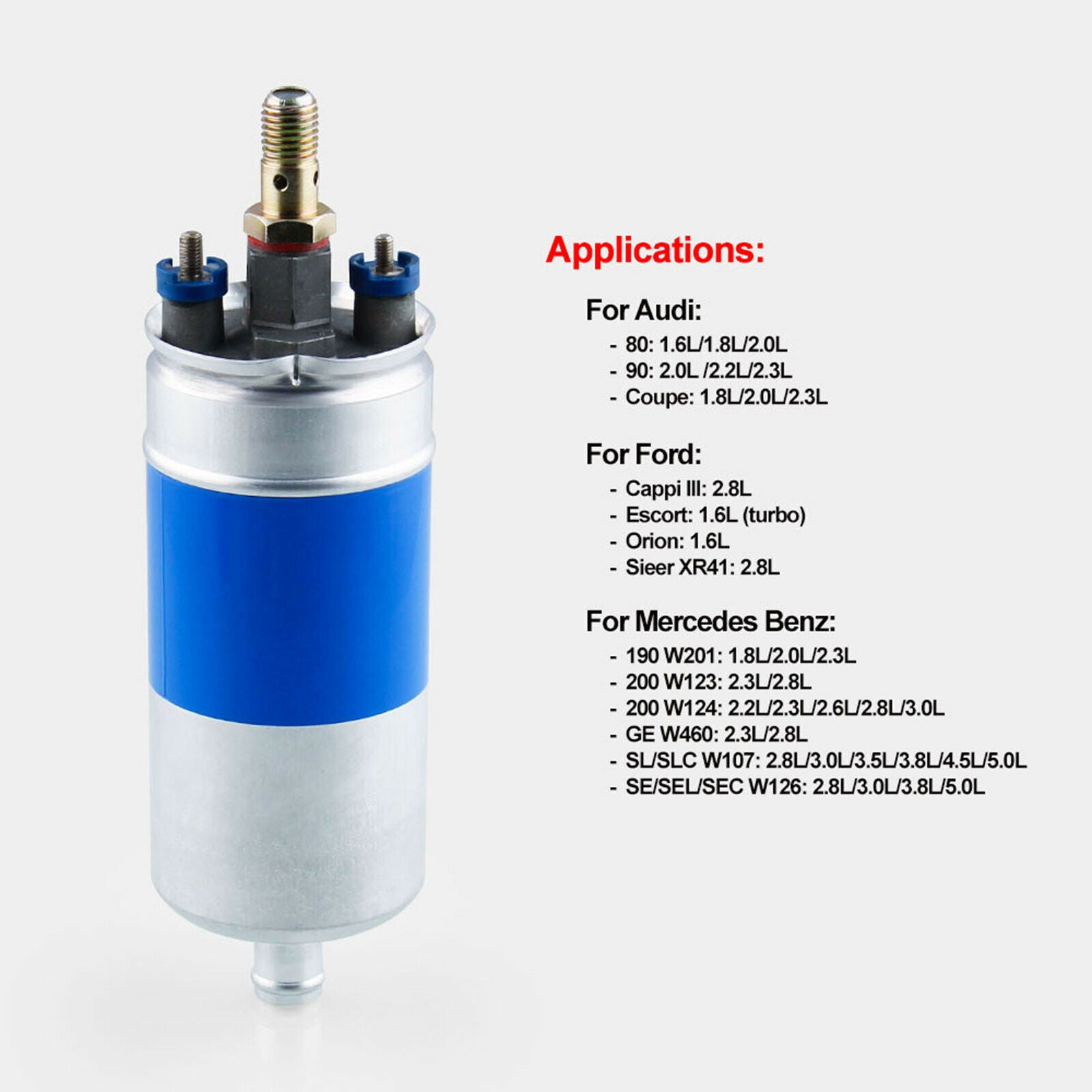 New Inline Electric Fuel Pump HIGH Power for Audi Ford 0580254952 190 W123
