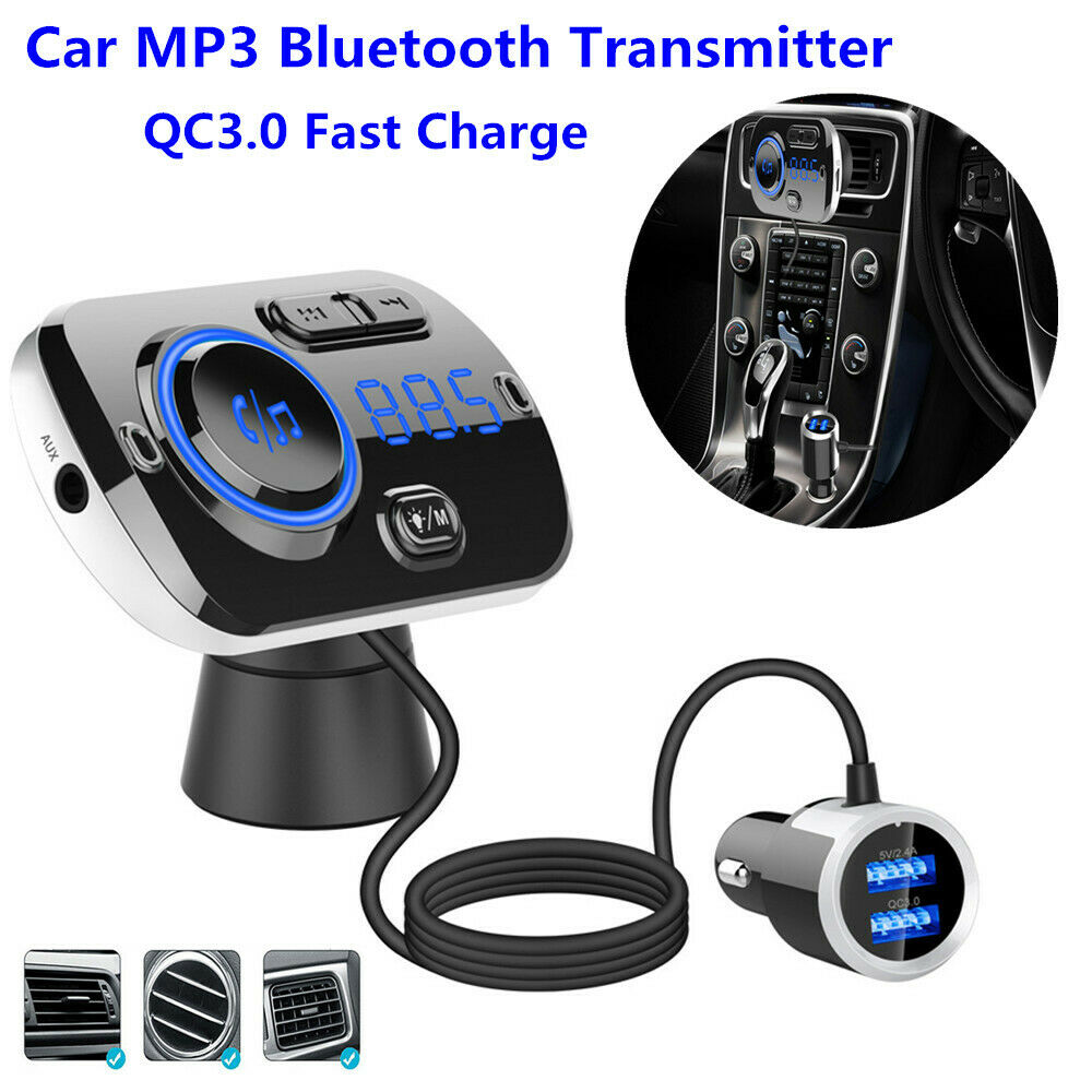 Auto Car MP3 Bluetooth Transmitter Decor Light Voice Assistant QC3.0 Quik Charge