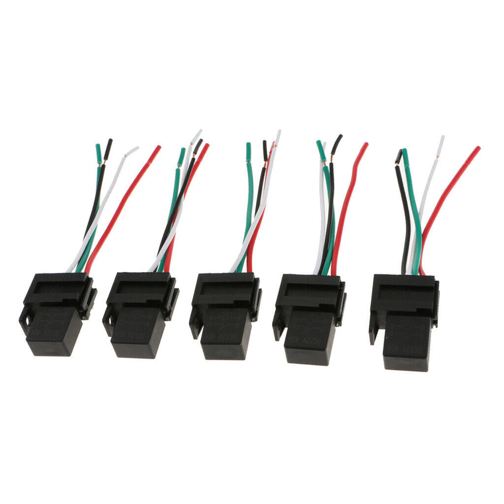 5 Pieces 12V 40A 4Pin 4 Wire SPST Relays For Car Fan Fuel Pump Light Horn