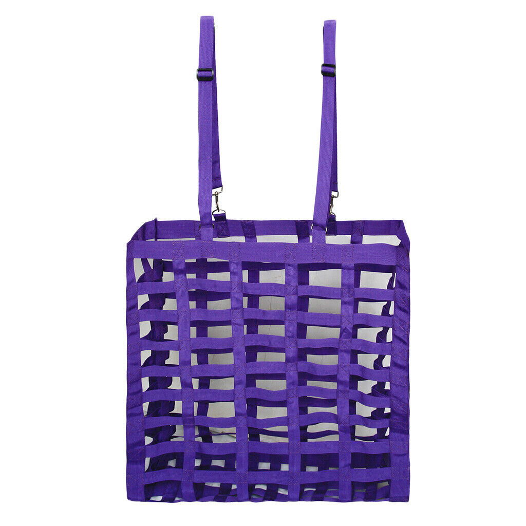 Horse Hay Bag Equestrian Adjustable Slow Feed Hay Net Tote Pouch for Cows Purple