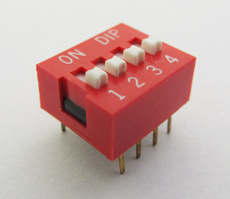 1pc 4 positions DIP Switch Red NEW Free  KXK