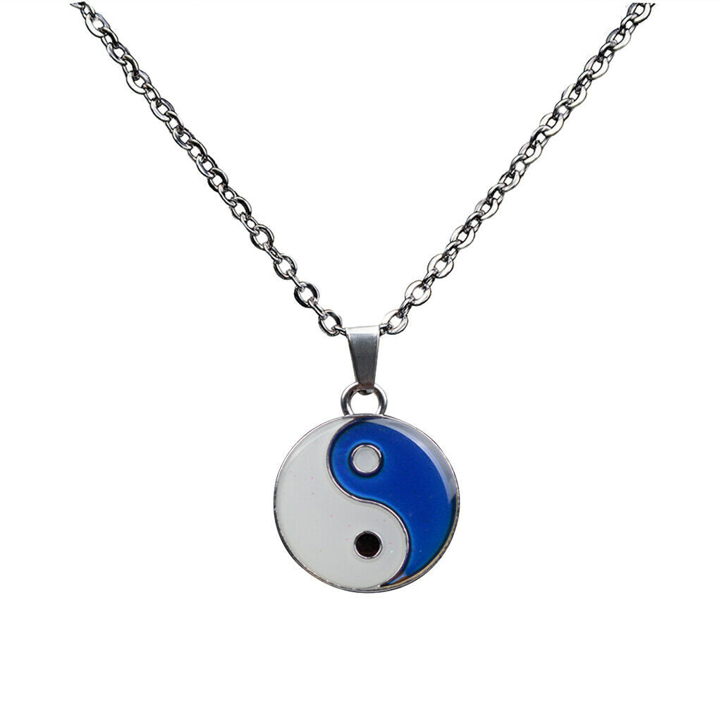 Yin Yang Gossip Colour Changing Mood Necklace Choker Chain Jewelry for Mens