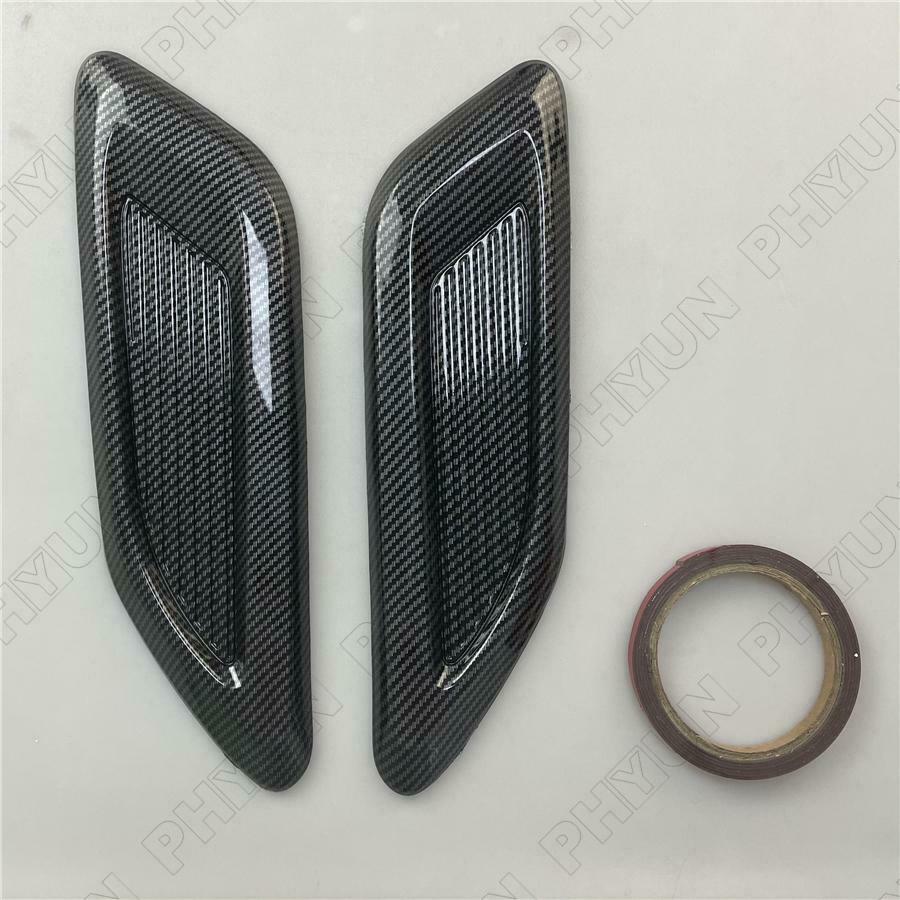 2x Carbon Fiber Style Car Air Flow Intake Hood Scoop Vent Trim Decorative Cover