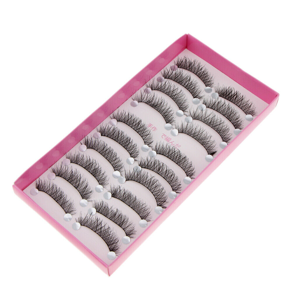 10 Pairs False Eyelashes Extension Long Thick Criscross Fiber Handmade Lash