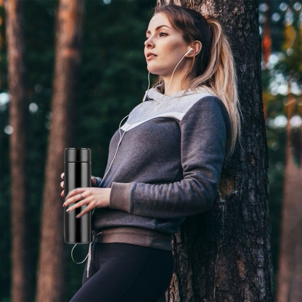 500mL Smart Insulation Cup Stainless Steel LED Touch Screen Water Bottle @