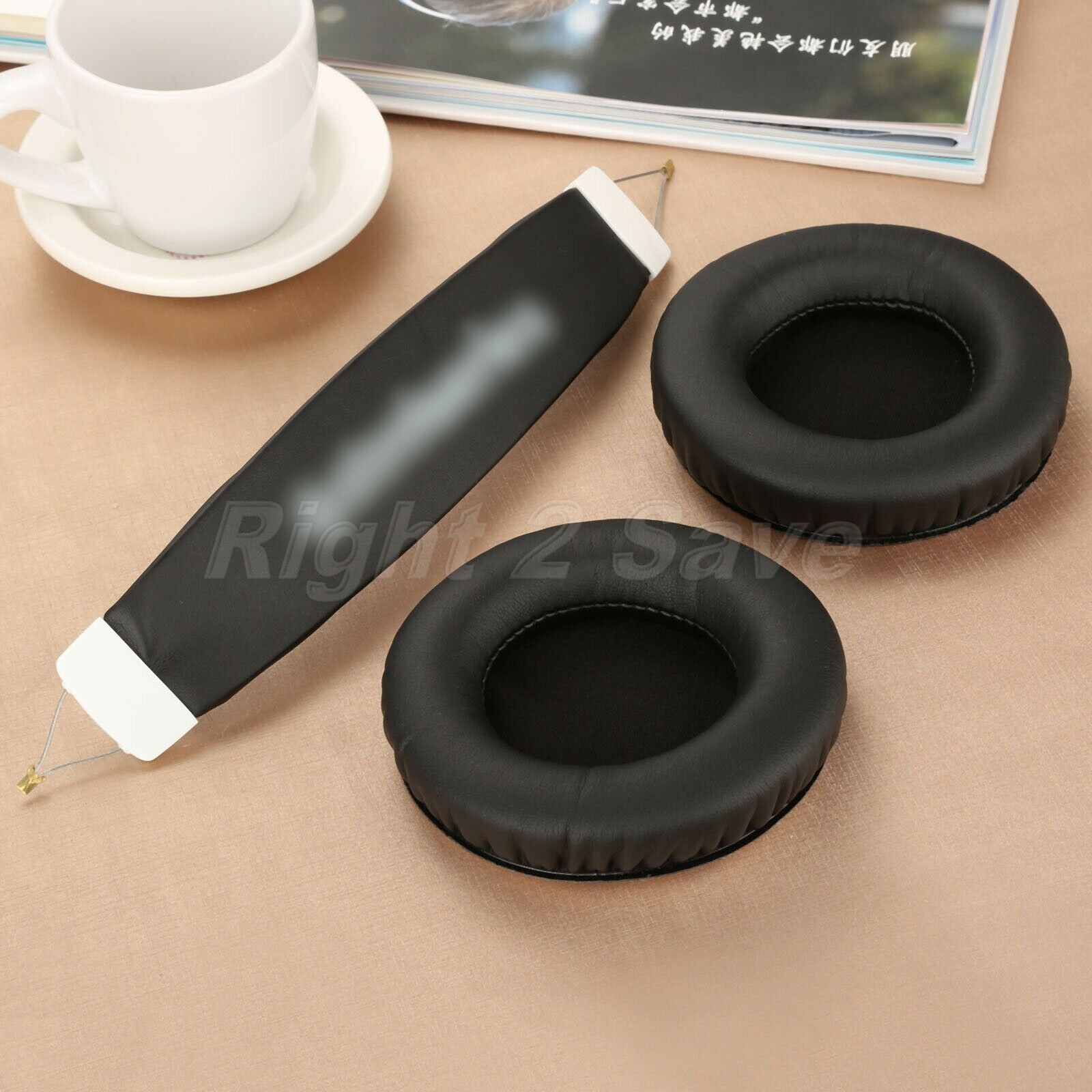 1Ã—Black Softer Leatherette and Foam Earpads Ear Pads & Headband Comfortable