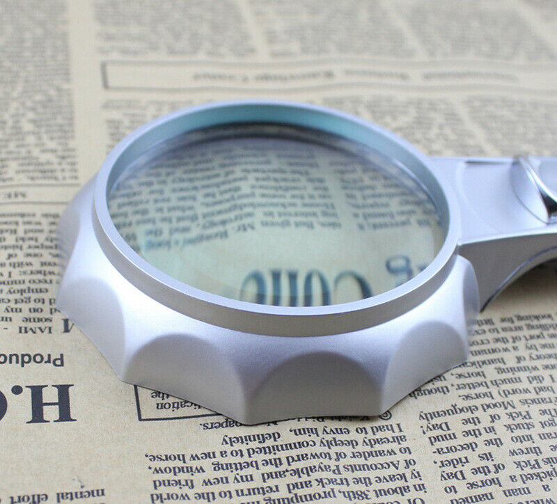 75mm 4X Hand-held 6 LED Umbrella-type Jewelry Loupe Reading Magnifying Glass