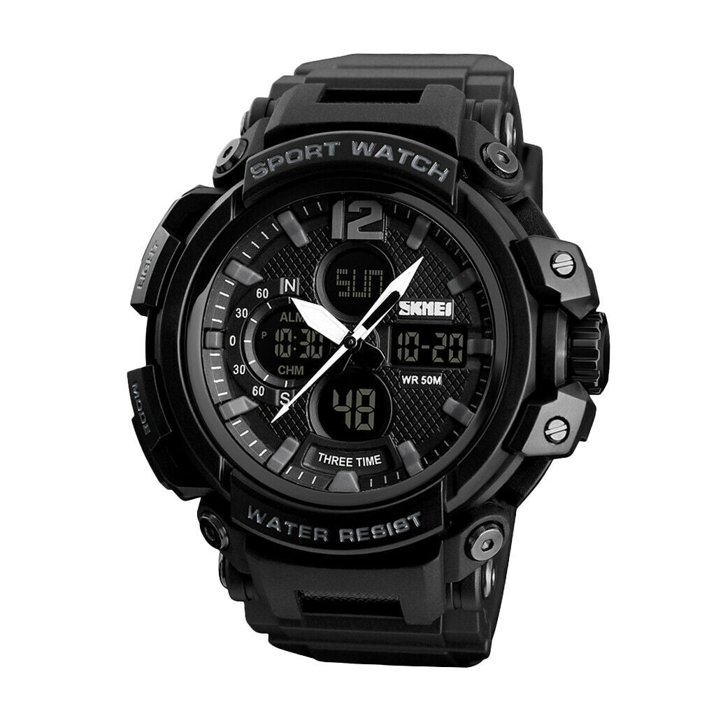 Multifunction LED Waterproof Sports Teens Quartz Digital Watch Black
