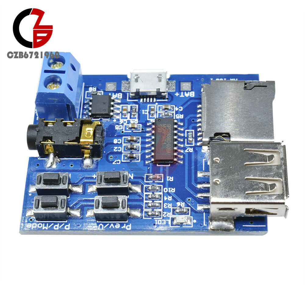2PCS 3W MP3 Decoder Board Micro USB TF Card Audio Player Mono Amplifier Decoding