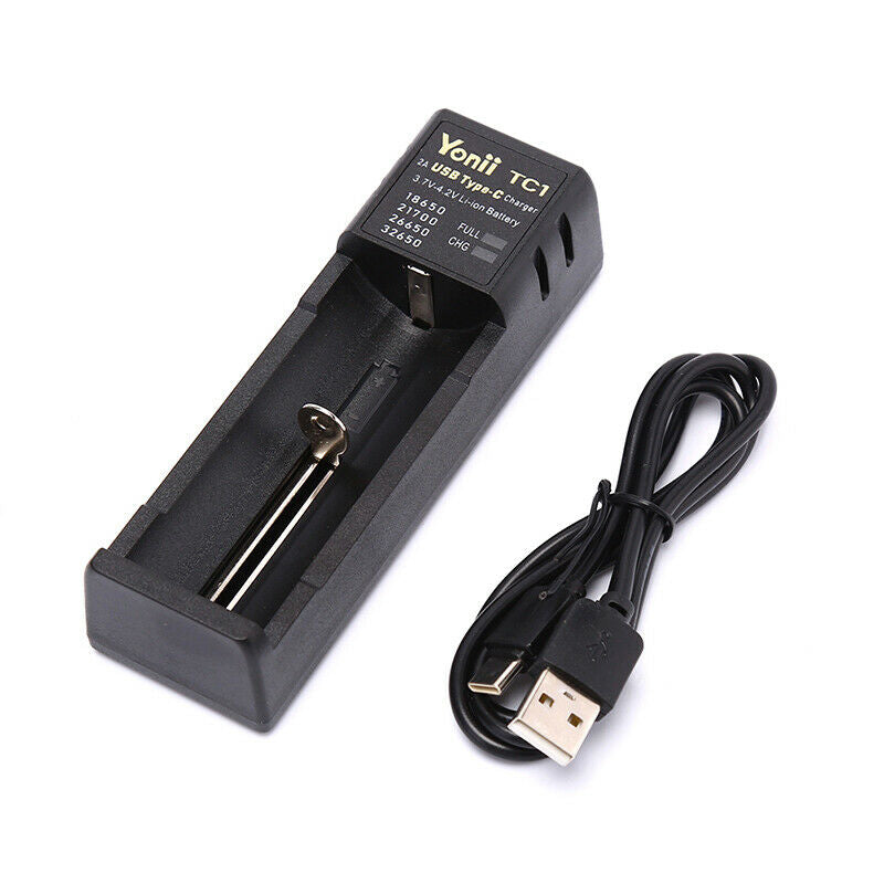 USB-C Smart Battery Charger Single Slots For 18650 21700 26650.etc Nimh Batt Tt