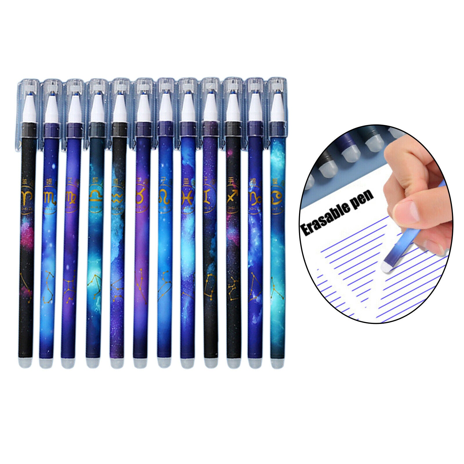 12x Erasable Gel Ink Stick Pens Constellation Fine Point 0.5mm Writing Pens
